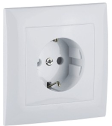 90138_CBR: Komplet bezpenostn zsuvka (Schuko) s clonkou, biela