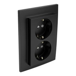 90332_CPM: Komplet dvojzsuvka (Schuko) s clonkou, ierna