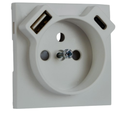 90650_TAL: Kryt zsuvky 250V/16A  + USB-A a USB-C, hlinkov